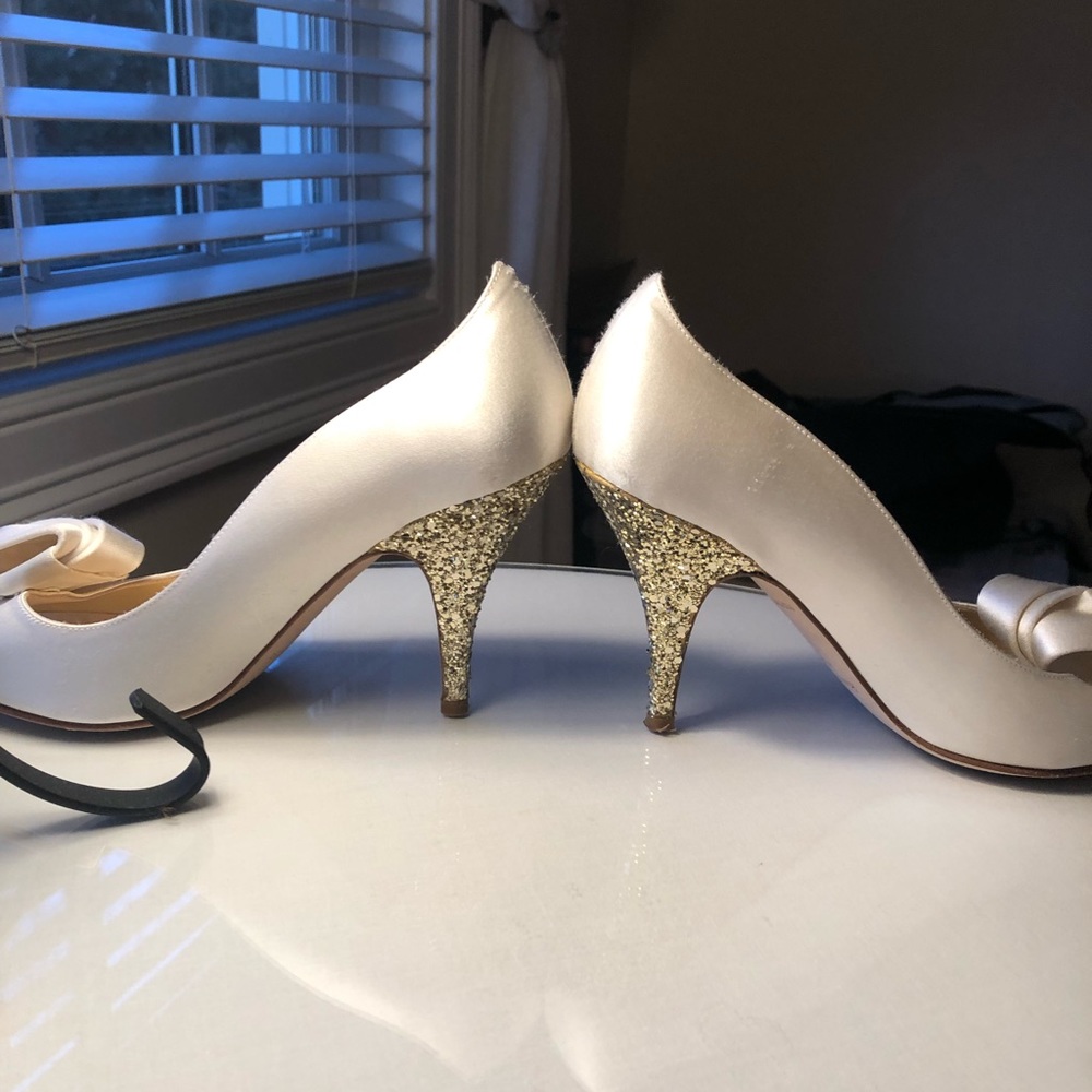 Kate Spade Clarice satin pumps in ivory